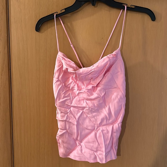 Zara Women’s Satin Spaghetti Strap Cami Tank Top New Pink Size Small - Picture 1 of 10